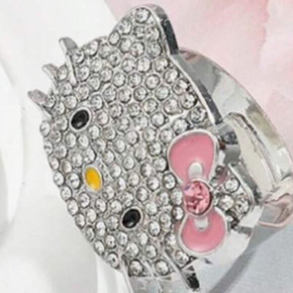 Hello Kitty Pink Bow Adjustable Ring with Sparkling Rhinestones. - Picture 2 of 4